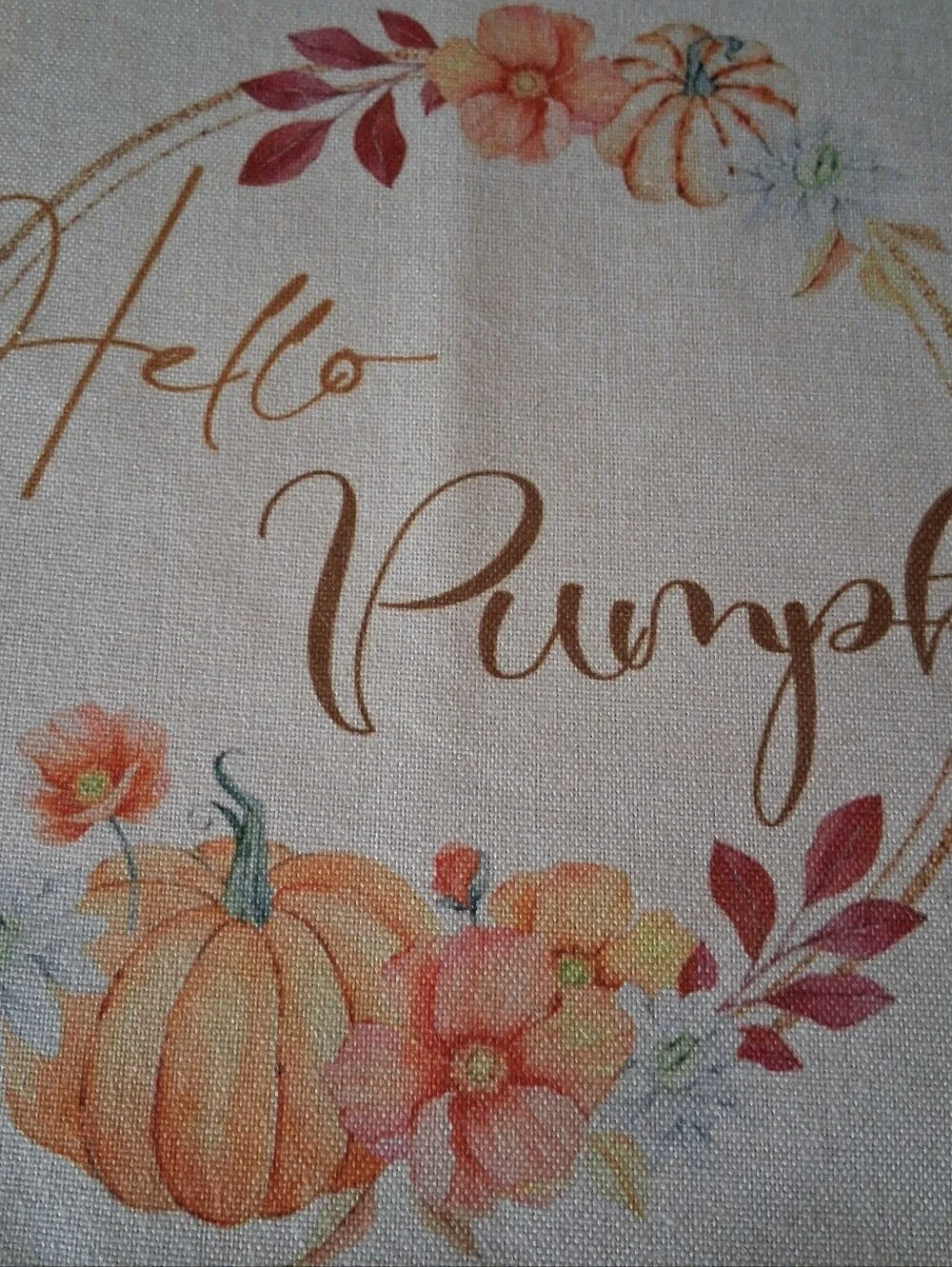 Set of 4 Fall Pumpkin & Flowers Pillow Covers 18x18 Inch Canvas Autumn Decor